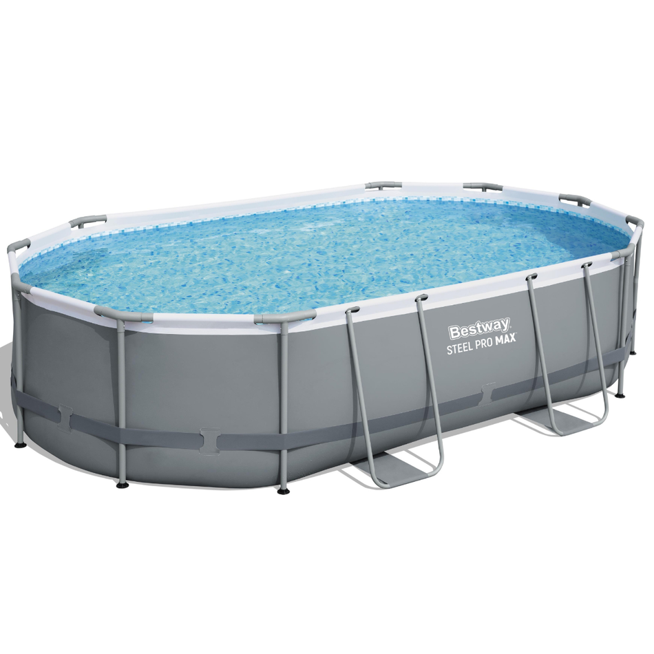 Bestway 16ft x 10ft x 42" Oval Steel Pro MAX Above Ground Swimming Pool, Filter Pump & Accessories
