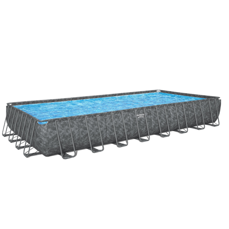 Bestway 31ft 4" x 16ft x 52" Rectangular APX 365 Above Ground Swimming Pool, Polysphere Filter Pump & Accessories