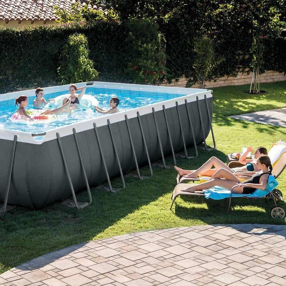 Intex 24ft x 12ft x 52" Ultra XTR Frame Rectangular Above Ground Swimming Pool with Sand Filter Pump and Accessories (26364) - NEW for 2019
