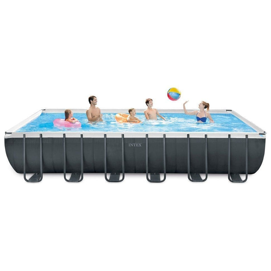 Intex 24ft x 12ft x 52" Ultra XTR Frame Rectangular Above Ground Swimming Pool with Sand Filter Pump and Accessories (26364) - NEW for 2019