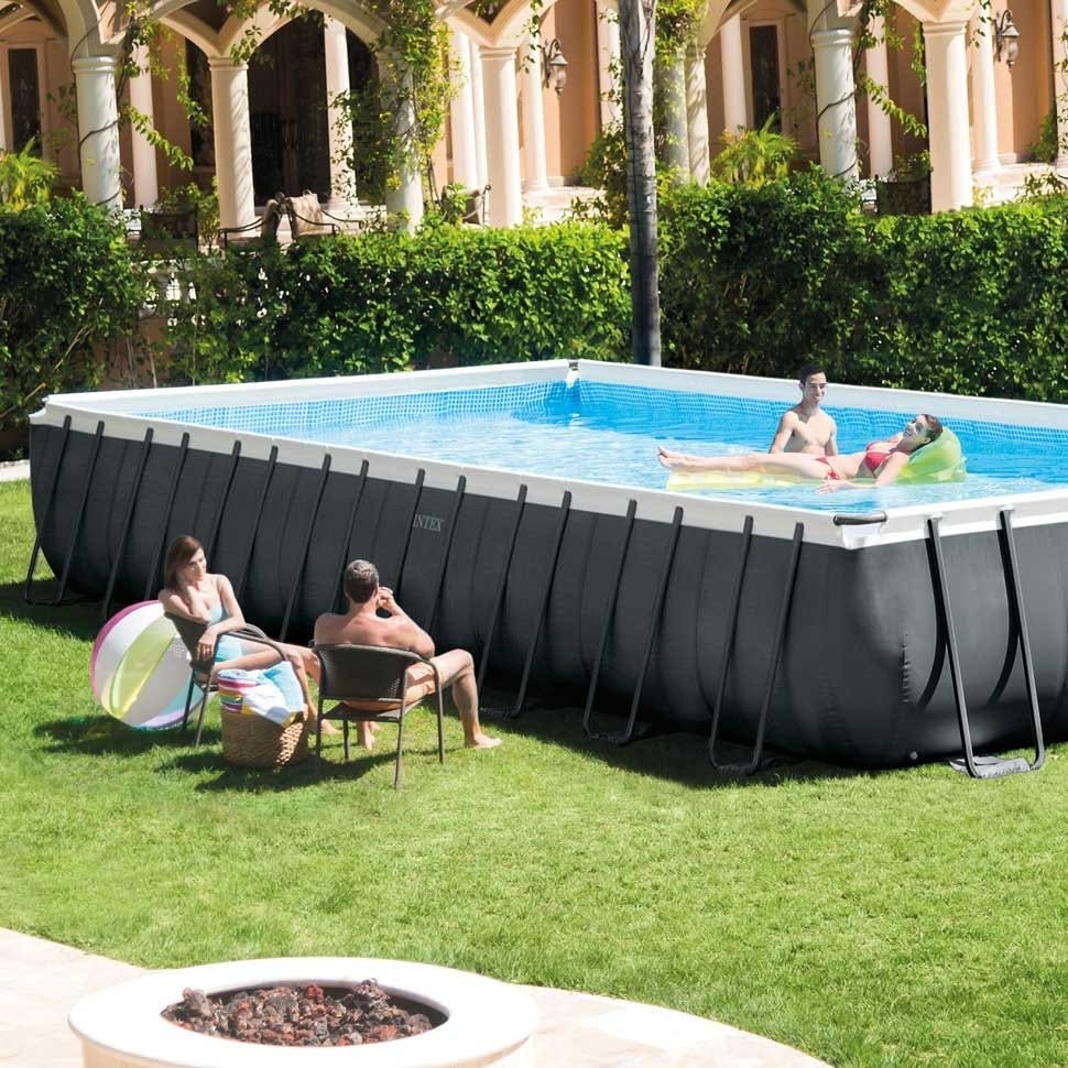 Intex 32ft x 16ft x 52" Ultra XTR Frame Rectangular Above Ground Swimming Pool with Sand Filter Pump and Accessories (26374) - NEW for 2019 