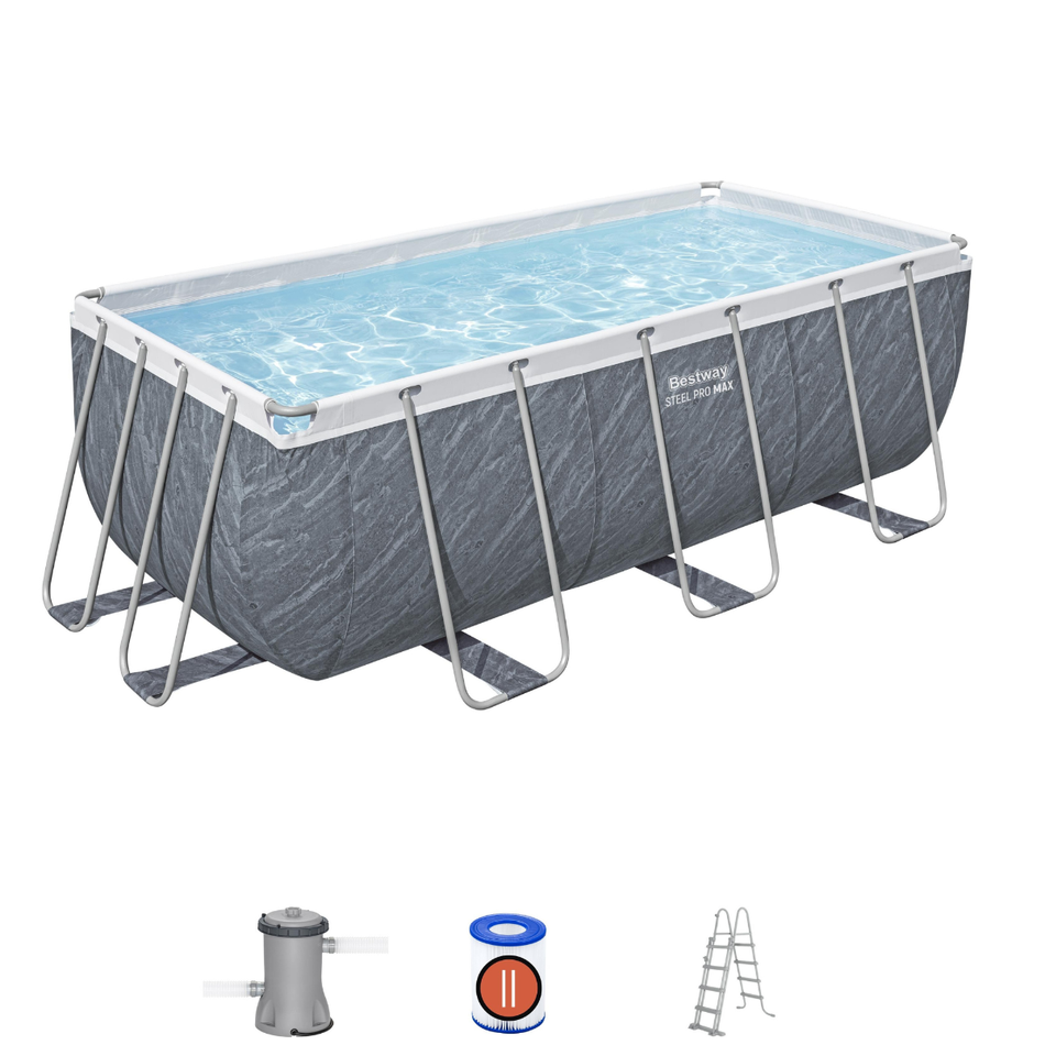 Bestway 13ft 6" x 6ft 7" x 48" Rectangular Steel Pro MAX™ Above Ground Swimming Pool, Filter Pump & Accessories