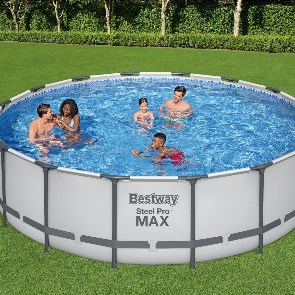 Bestway Round Steel Pro MAX™ Grey 16ft x 48" Above Ground Swimming Pool, Filter, Pump & Accessories