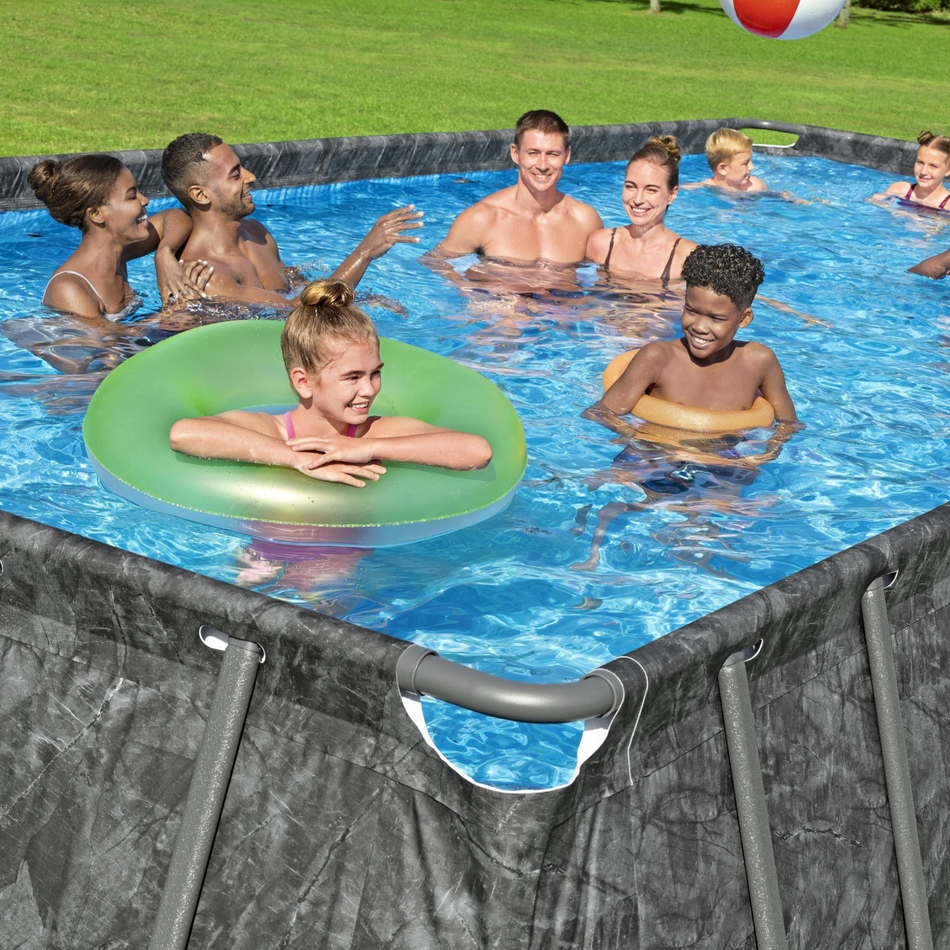 Bestway 24ft x 12ft x 52" Rectangular APX 365 Above Ground Swimming Pool, Polysphere Filter Pump & Accessories