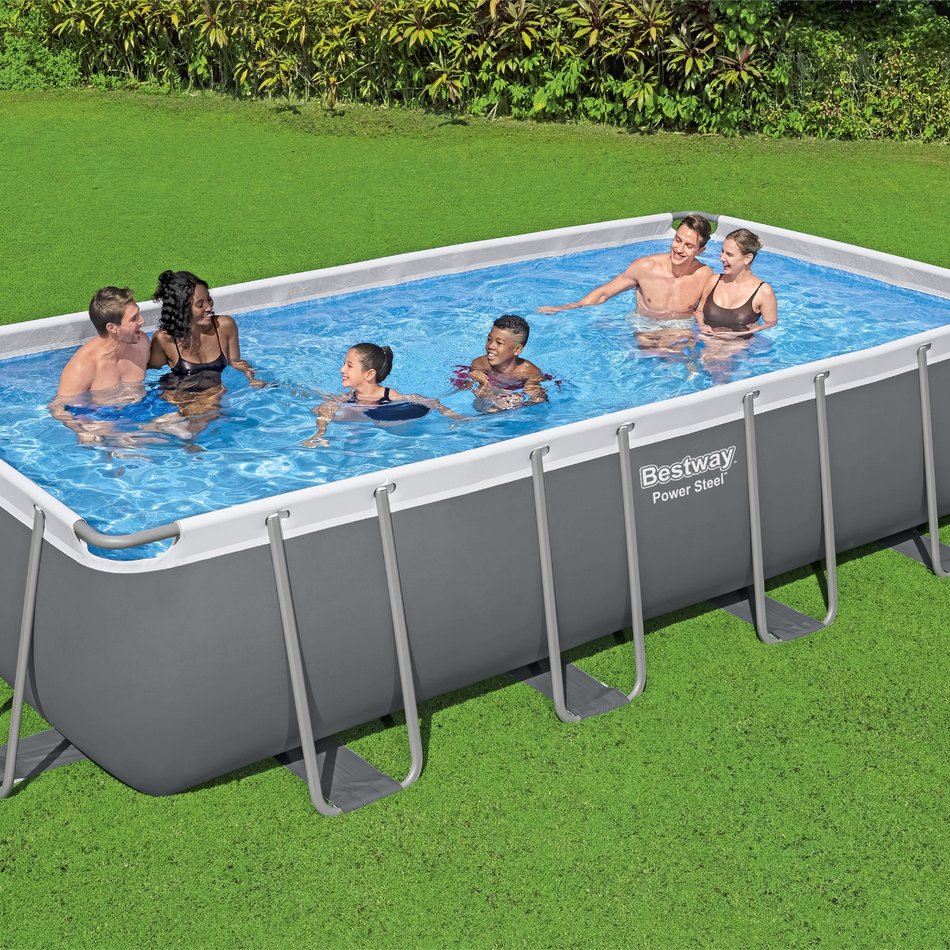 Bestway 18ft x 9ft x 48" Rectangular Steel Pro MAX™ Above Ground Swimming Pool, Filter Pump & Accessories