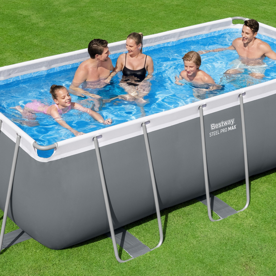 Bestway 13ft 3" x 6ft 7" x 48" Rectangular Steel Pro MAX™ Above Ground Swimming Pool, Sand Filter Pump & Accessories