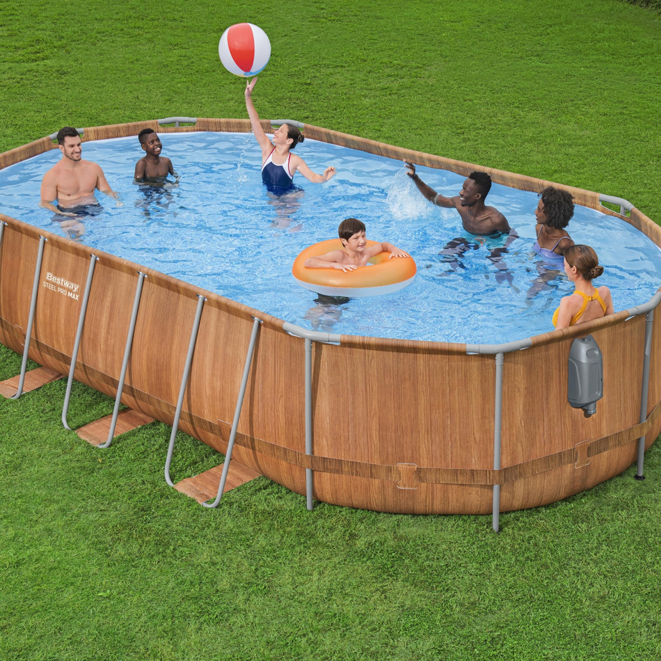 Bestway 20ft x 12ft x 48" Oval Steel Pro MAX™ Comfort Jet Above Ground Swimming Pool, Filter Pump & Accessories