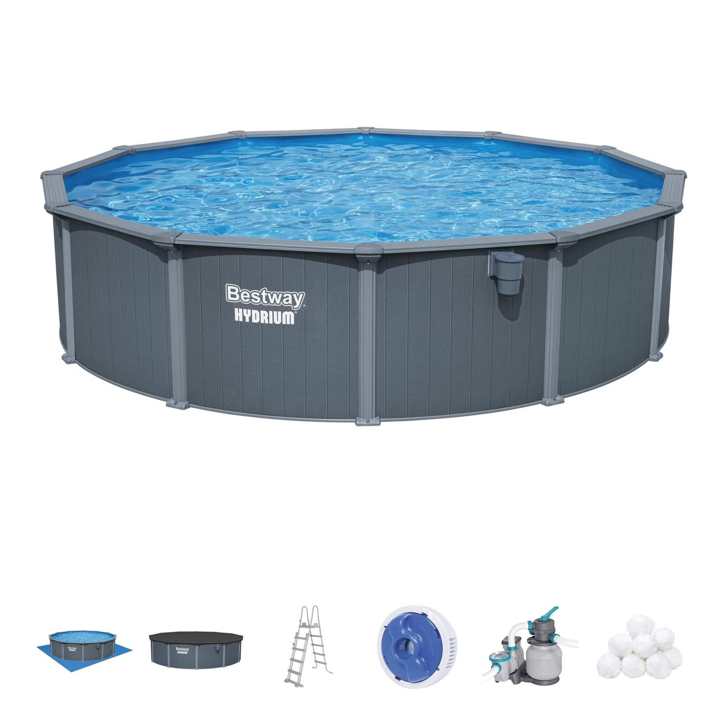 Bestway® Hydrium™ 18ft x 4.3ft Round Steel Wall Above Ground Pool Set